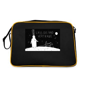 Lass los und vertraue. - Retro Tasche - Schwarz/Gold - Hinten