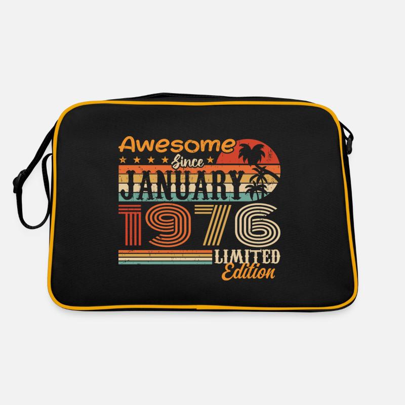 Geburtstagsgeschenk - geboren im Januar 1976 - Retro Tasche - Schwarz/Gold