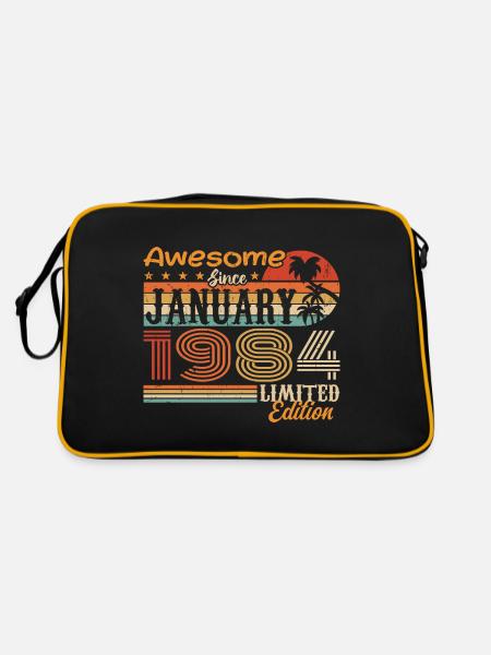 Cadeau d’anniversaire - né en janvier 1984 - Sac Retro - noir/or - Dos