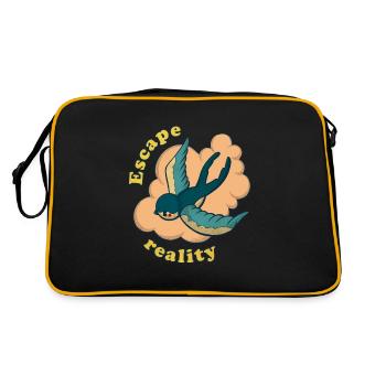 Entfliehen Sie der Realität Vintage Swallow und Cloud - Retro Tasche - Schwarz/Gold - Hinten