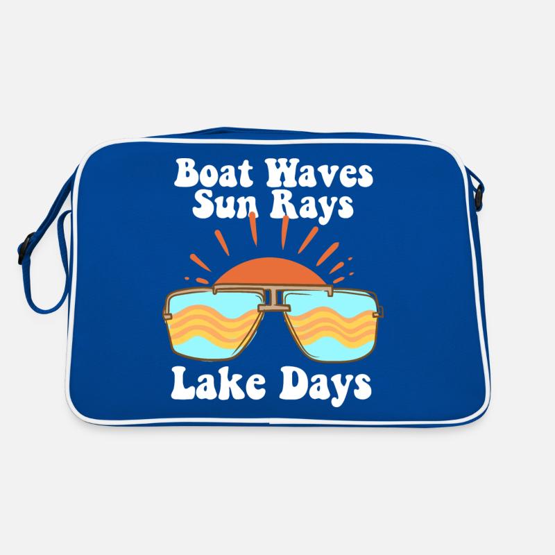 Boot Wellen Sonne Strahlen See Tage Retro Tasche