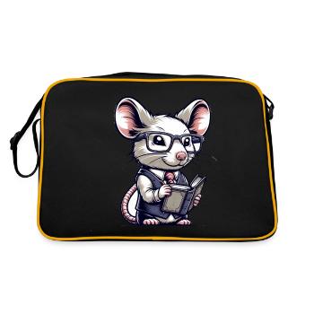 Cute Mouse Teacher - Retro Bag - black/gold - Back