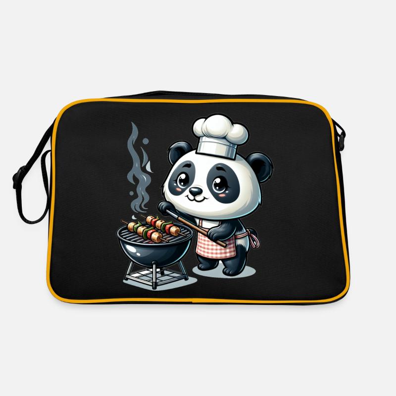 Cute BBQ Panda Retro Tasche
