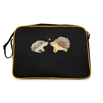 Hedgehog couple in love - Retro Bag - black/gold - Back