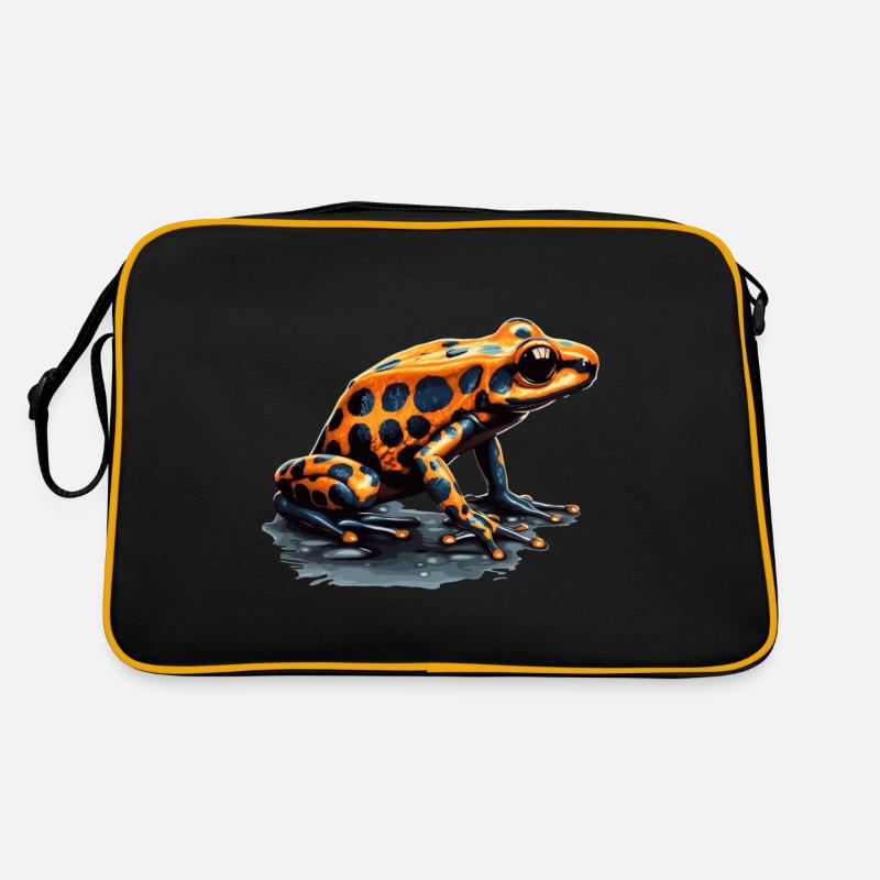 Süßes, gelb gepunkteter Pfeilgiftfrosch - Retro Tasche - Schwarz/Gold