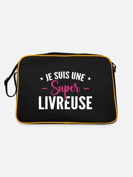 Une Super Livreuse - Cadeau Livreuse - Sac Retro - noir/or - Dos