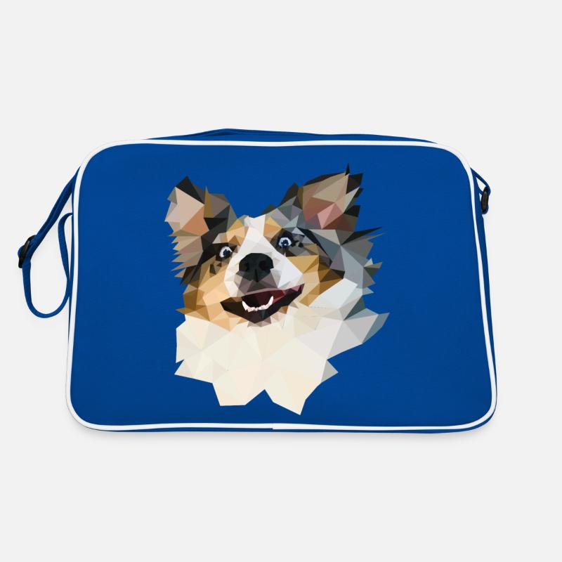 Australian Shepherd, Blue Merle, Polygon Style Retro Tasche