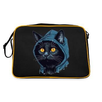 Cat Head Black Cat Bombay Happy Cat Cats - Retro Bag - black/gold - Back