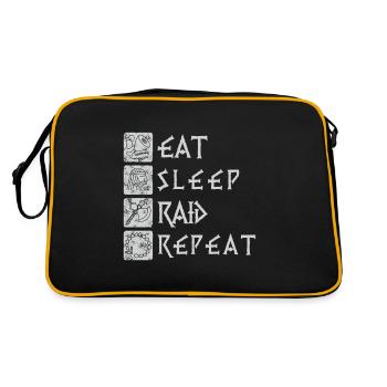 Eat Sleep Raid Repeat - pour tous les fans de Viking - Sac Retro - noir/or - Dos
