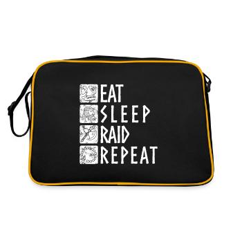 Eat Sleep Raid Repeat - pour tous les fans de Viking - Sac Retro - noir/or - Dos