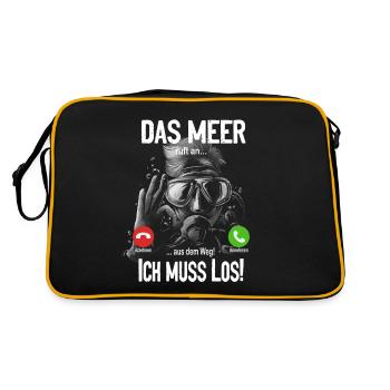 Das Meer ruft an... aus dem Weg, ich muss los! - Retro Tasche - Schwarz/Gold - Hinten