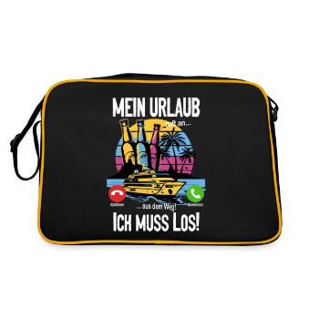 Mein Urlaub ruft an... aus dem Weg, ich muss los! - Retro Tasche - Schwarz/Gold - Hinten