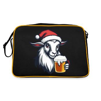 Bergziege Weihnachten Bier Lustig - Retro Tasche - Schwarz/Gold - Hinten