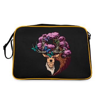 Moose Deer Fantasy Butterflies Deer Head - Retro Bag - black/gold - Back