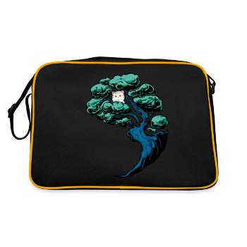 Cat, Tree, Cats, Child, Fantasy - Retro Bag - black/gold - Back