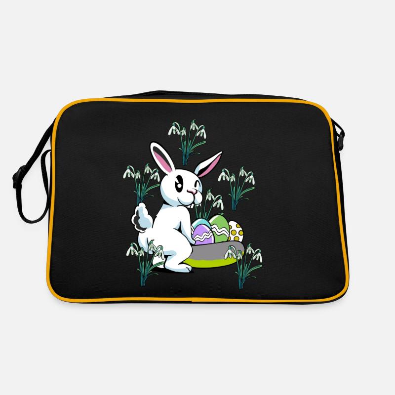 Spring snowdrop flowers Easter bunny Retro Bag
