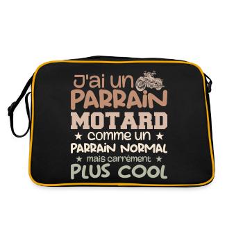 I have a biker godfather, motorcycle biker godfather gift - Retro Bag - black/gold - Back