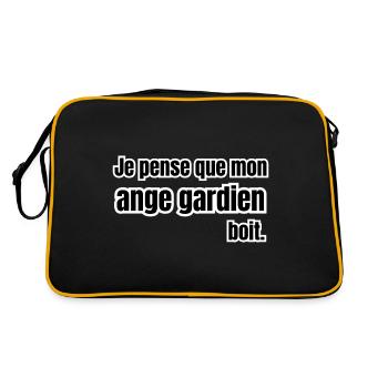 je pense que mon ange gardien boit - Sac Retro - noir/or - Dos