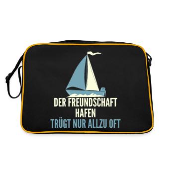 Der Freundschaft Hafen trügt nur allzu oft - Retro Tasche - Schwarz/Gold - Hinten