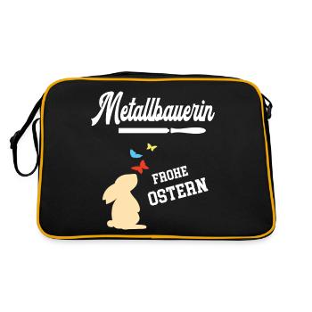 Metallbauerin Frohe Ostern Ostergeschenk Metallbau - Retro Tasche - Schwarz/Gold - Hinten