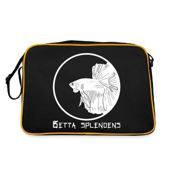 Betta splendens (Halfmoon) - Retro Tasche - Schwarz/Gold - Hinten
