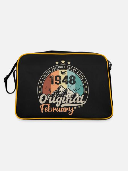 Legends born in February 1948 Gift 76 years - Retro Bag - black/gold - Back