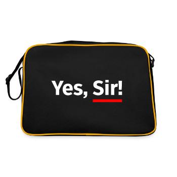 Yes, Sir! with red underscore - white - Retro Bag - black/gold - Back