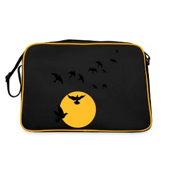 Oiseaux au coucher du soleil - Sac Retro - noir/or - Dos