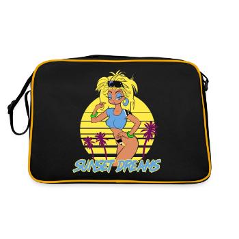 Sunset Dreams Pinup Pink - Retro Tasche - Schwarz/Gold - Hinten