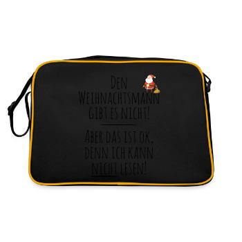 Weihnachtsmann gibt es nicht - Retro Tasche - Schwarz/Gold - Hinten