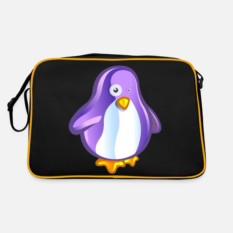 lila Pinguin - Retro Tasche - Schwarz/Gold