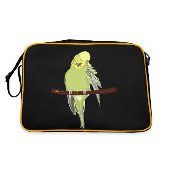 Wellensittich der sich putzt - Retro Tasche - Schwarz/Gold - Hinten