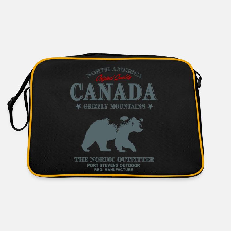 Canada - Grizzly Bear - Retro Tasche - Schwarz/Gold