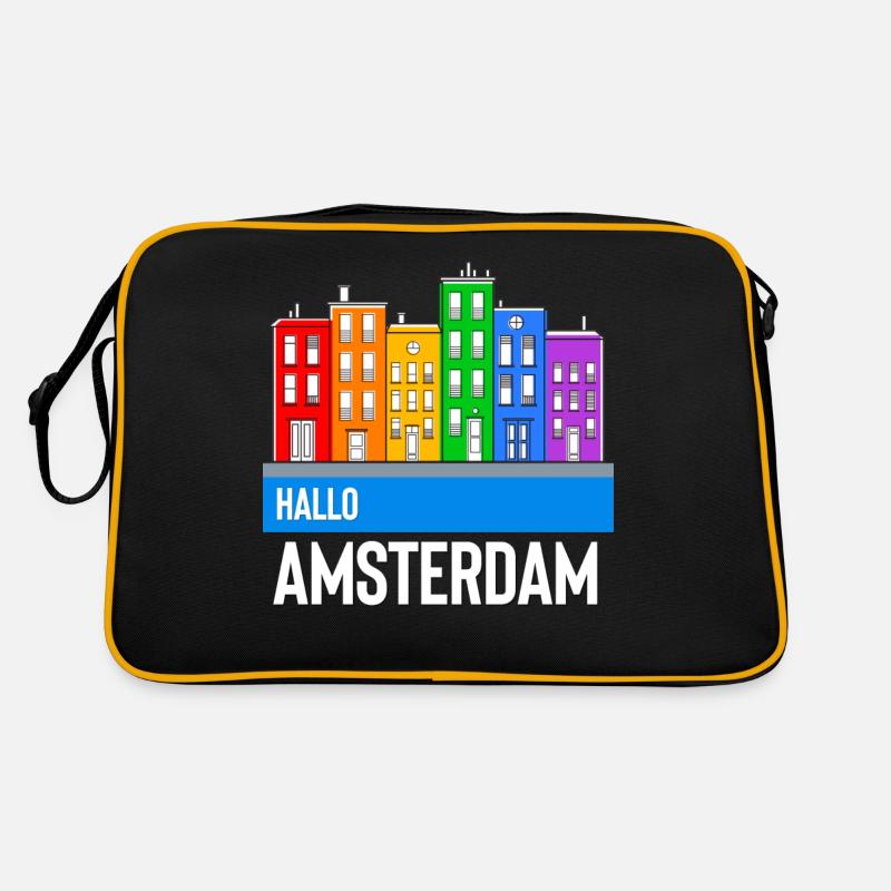 Amsterdam - Retro Tasche - Schwarz/Gold