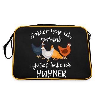 Jetzt habe ich Hühner Spruch Henne Bauer - Retro Tasche - Schwarz/Gold - Hinten