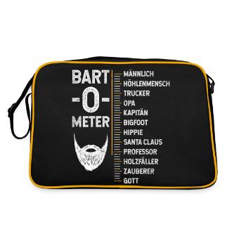 Bart o Meter Bärtig Lustiges Bartträger Bärte - Retro Tasche - Schwarz/Gold - Hinten