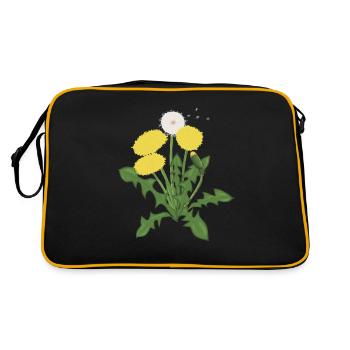 Yellow Dandelion Botanical Illustration - Retro Bag - black/gold - Back