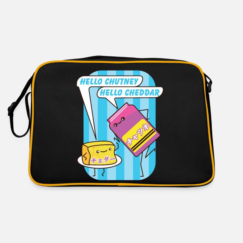 Cheddar et chutney kawaii. - Sac Retro - noir/or