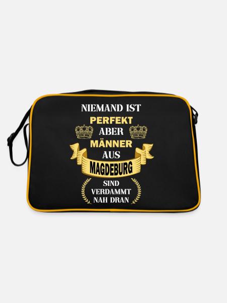 Magdeburg Deutschland Stadt Männer Perfekt Spruch - Retro Tasche - Schwarz/Gold