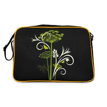 Silhouette of blooming fennel - Retro Bag - black/gold - Back