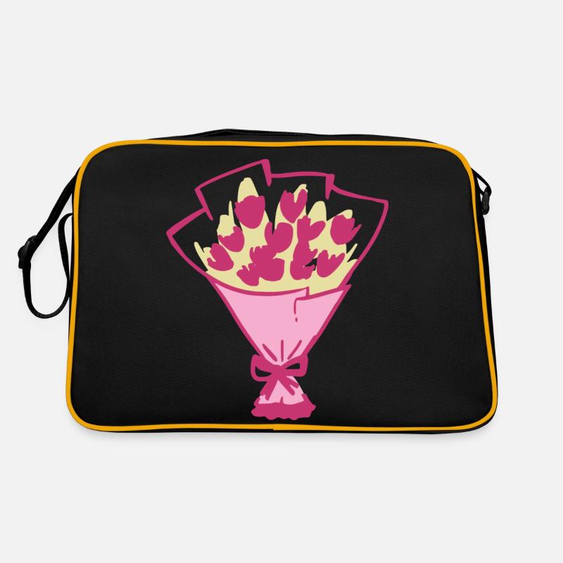 Blumenstrauß - Retro Tasche - Schwarz/Gold