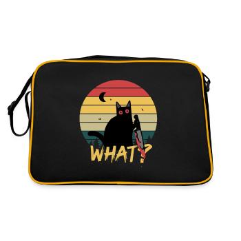 Funny Killer Cat "What?" - Retro Bag - black/gold - Back