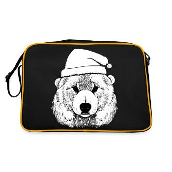Weihnachten Eisbär Winter Bär Schnee Tier 2 - Retro Tasche - Schwarz/Gold - Hinten
