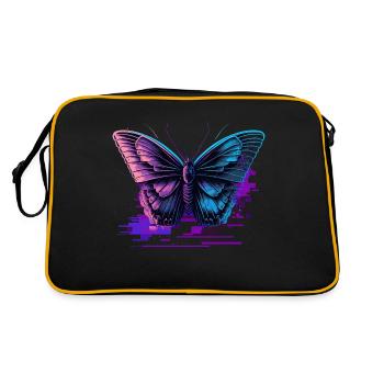 Schmetterling Retro Farbtöne - Retro Tasche - Schwarz/Gold - Hinten