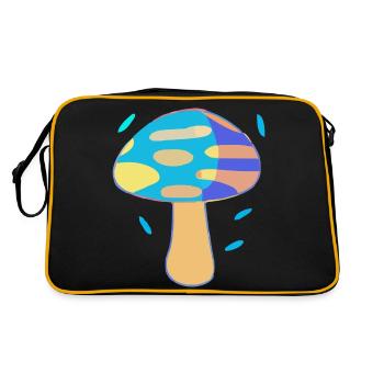 Der blaue Pilz - Retro Tasche - Schwarz/Gold - Hinten