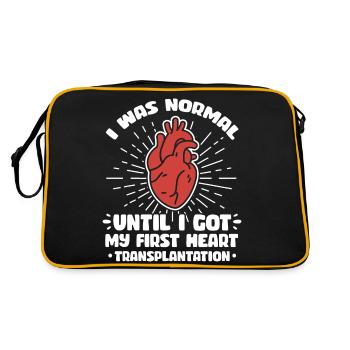 I was normal until i got my first heart - Retro Tasche - Schwarz/Gold - Hinten