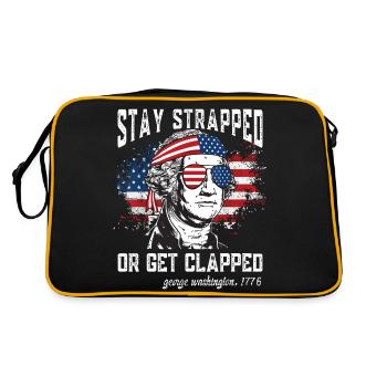 Stay strapped or get clapped, George Washington - Retro Bag - black/gold - Back