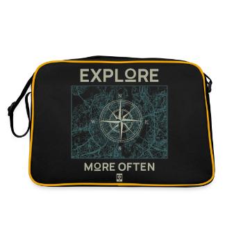 Explore More Often - Retro Tasche - Schwarz/Gold - Hinten