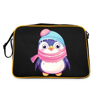 Winterwunderland-Pinguin - Retro Tasche - Schwarz/Gold - Hinten