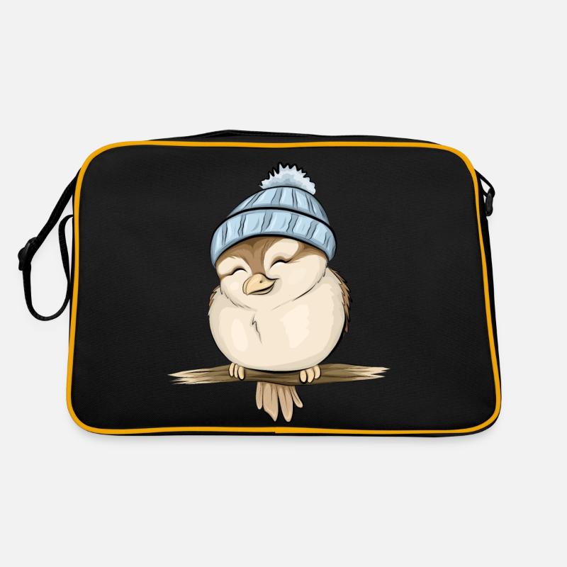 kleiner Spatz - Retro Tasche - Schwarz/Gold